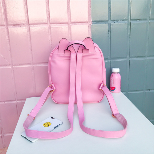 Korean style backpack female PU backpack Japanese and Korean girl transparent candy color cute student school bag one piece drop shipping