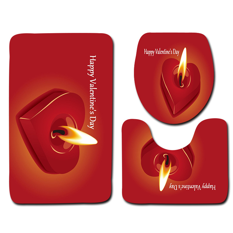 Serie europea y americana Día de San Valentín baño aseo piso estera 3 piezas conjunto Amazon deseo suministro de entrega de una sola pieza