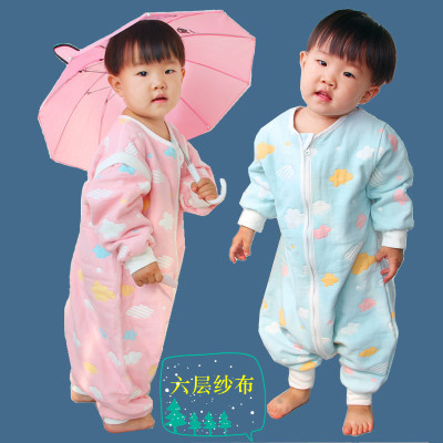 new pattern Spring and summer thickening Baby sleeping bags Cotton 6 Gauze children Sleeping bag Detachable sleeves baby Anti Tipi