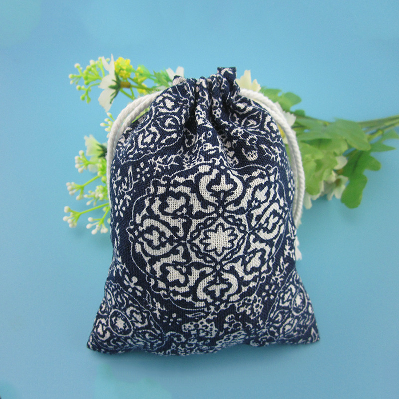 复古风印花棉布袋 珠宝玉器收纳袋 100*130mm酒瓶布袋子