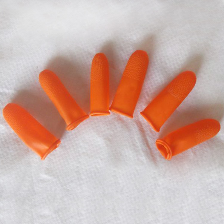 乳胶手指套防滑耐磨一次性点钞橙色麻点乳胶手指套劳保防护手套详情8