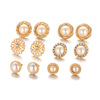 Retro earrings from pearl, golden set, flowered