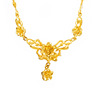Golden necklace, brass chain for bride, 24 carat, flowered