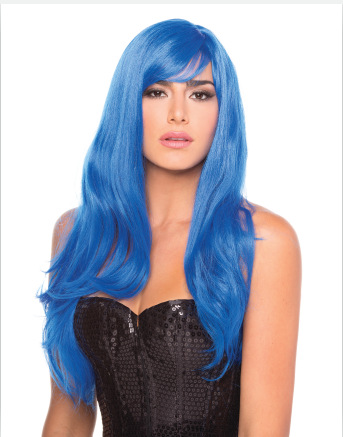 Peluca de estilo europeo y americano, cabello largo y rizado, elegante y de moda, peluca de fibra química exótica, casco, fábrica, cabello lacio