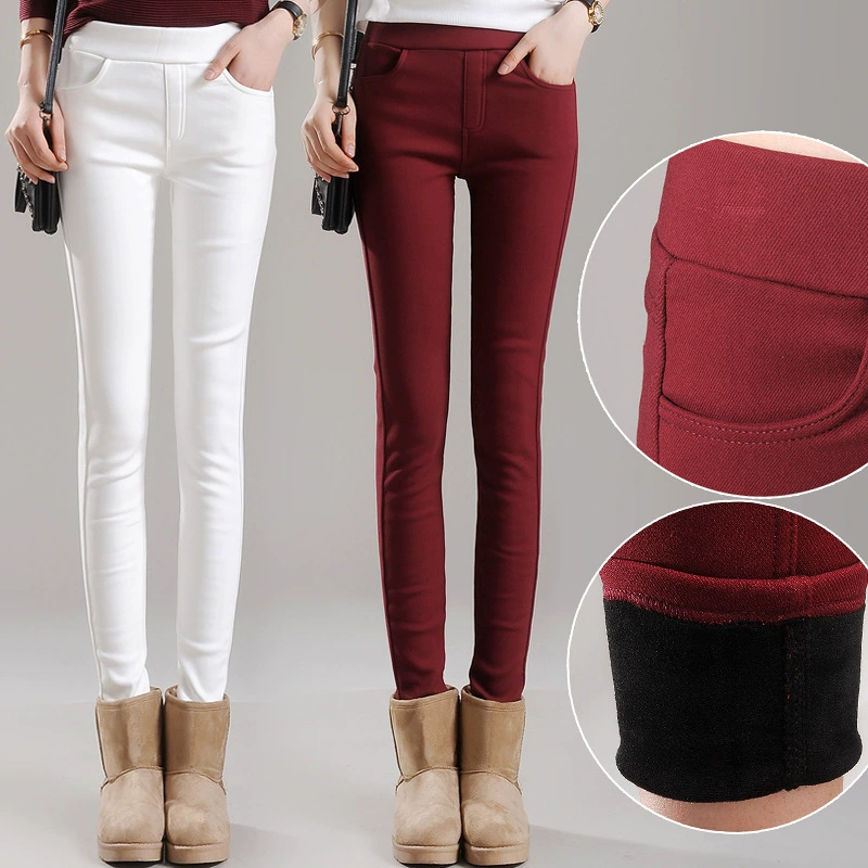 Warm leggings, elastic black trousers, high waist, tight, Korean style