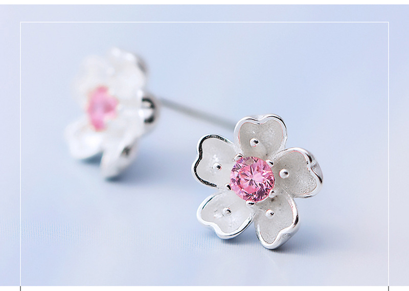 Pendientes De Plata Esterlina S925 Pendientes De Flor De Cerezo display picture 11