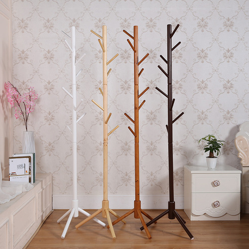 Solid wood floor-standing coat rack, simple living room and bedroom creative floor-standing coat rack, modern clothes rack