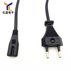 Factory direct sale European 4.0mm2 two-round plug 2*0.75 square European standard two-cylinder 8-character tail 1.5-meter power cord