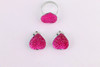 Children's ring heart-shaped, earrings, acrylic set, starry sky, adjustable jewelry, Korean style, handmade