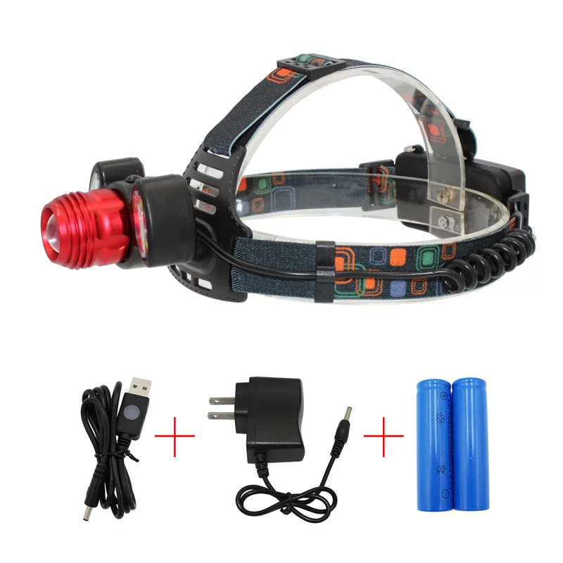 Новый 1*T6 и 2*Cob LED Средний красный яркий свет утренний свет рыболовный свет минный свет ездовой фонарь