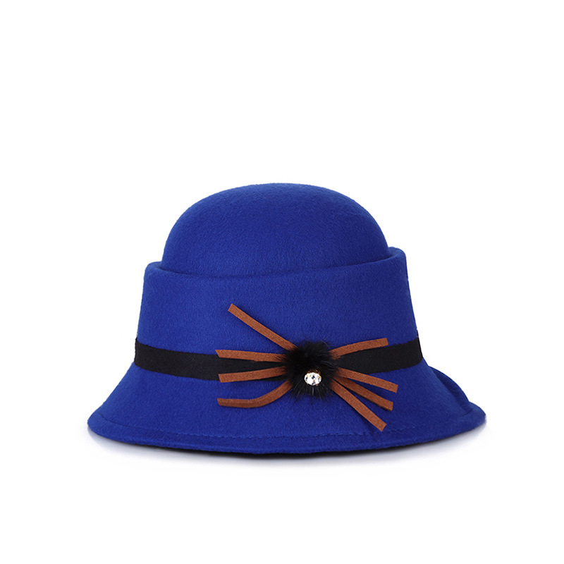 Sombrero de mujer de otoño e invierno de lana de estilo coreano con forma especial de diamantes de imitación elegante sombrero de mujer a prueba de frío cálido bombín sombrero de cuenca sombrero bolsa de pelo superior