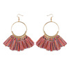 Fashionable earrings with tassels, retro accessory, European style, boho style