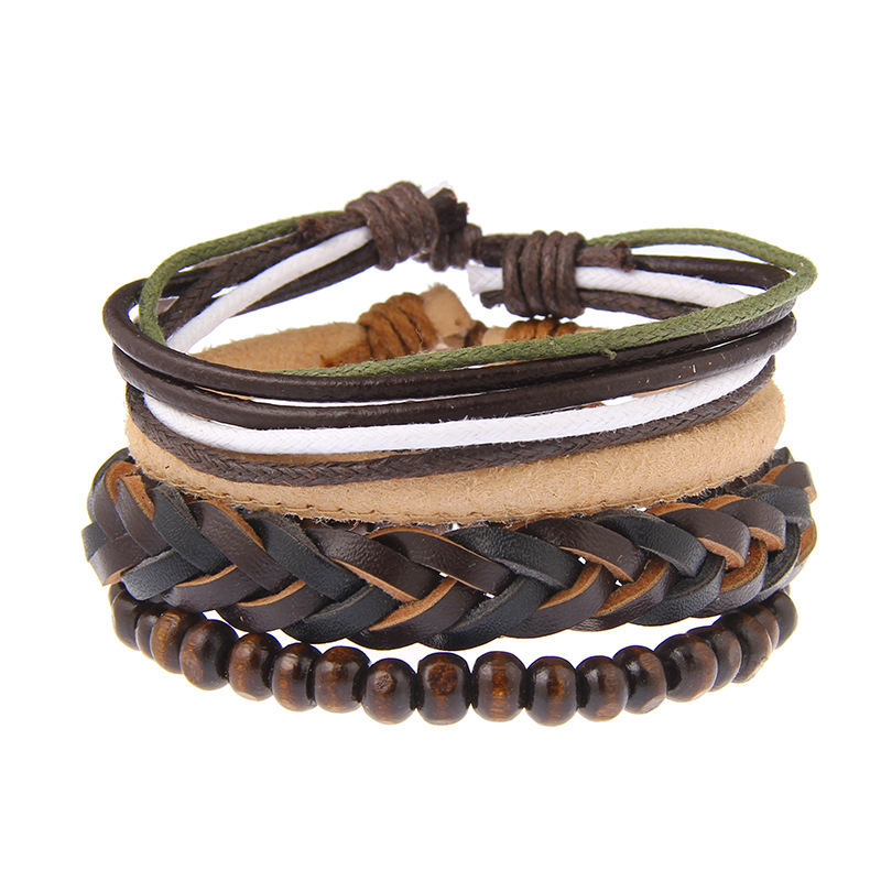 retro suit bracelet DIY woven imitation leather bracelet multi-layer bracelet multi-element bracelet