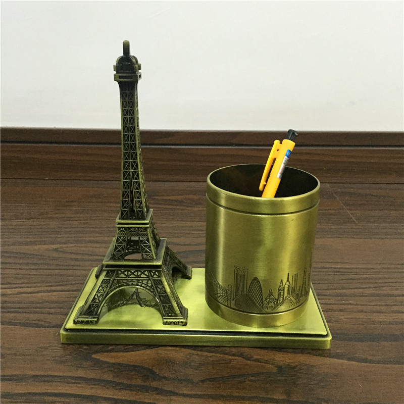 巴黎埃菲尔铁塔笔筒  金属工艺品 办公摆件 家居创意装饰商务礼品