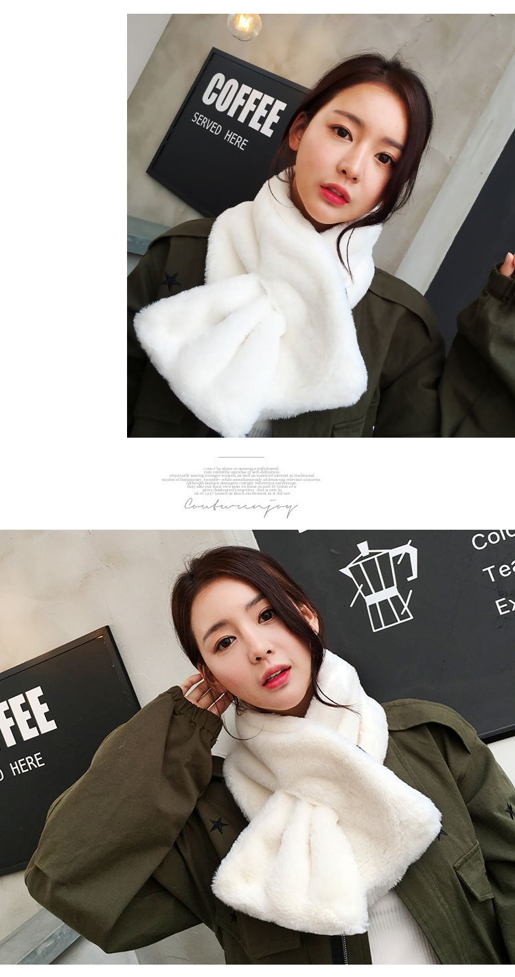 Korean  New Faux Fur Thickening Comfort And Warm Imitation Rabbit Fur Pure Color Scarf display picture 19