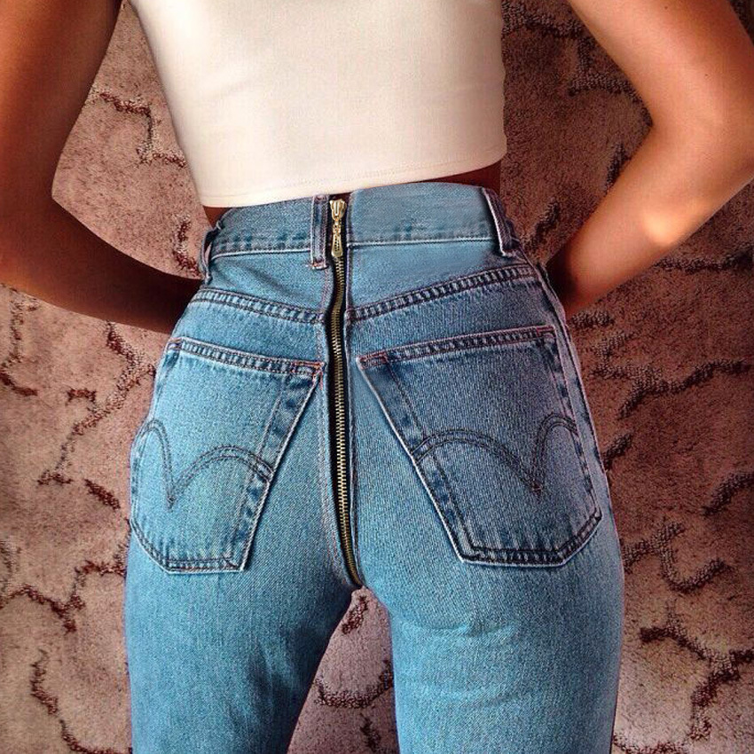 2019 888 Jeans Womens Chic Push Up Fitness Girl Special Back Zipper Retro Thin Individualized