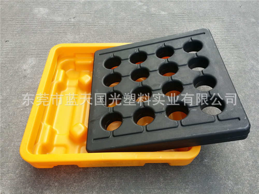 生产直销1桶塑料防盛漏托盘 防泄漏塑料环保卡板塑料平台托盘