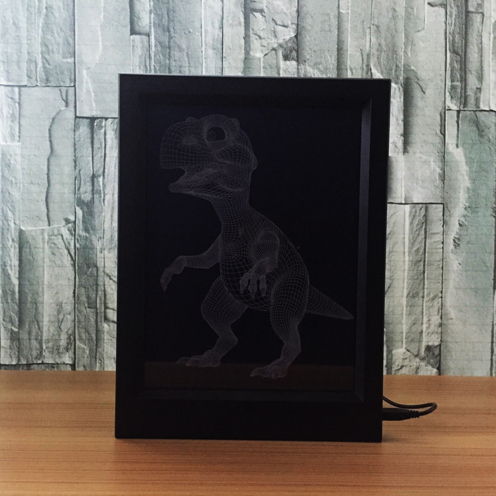 相框灯 创意3d灯 小恐龙乌龟猫头鹰海豚马头小夜灯