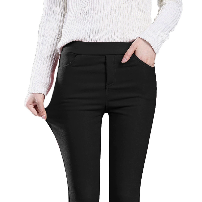 Warm leggings, elastic black trousers, high waist, tight, Korean style