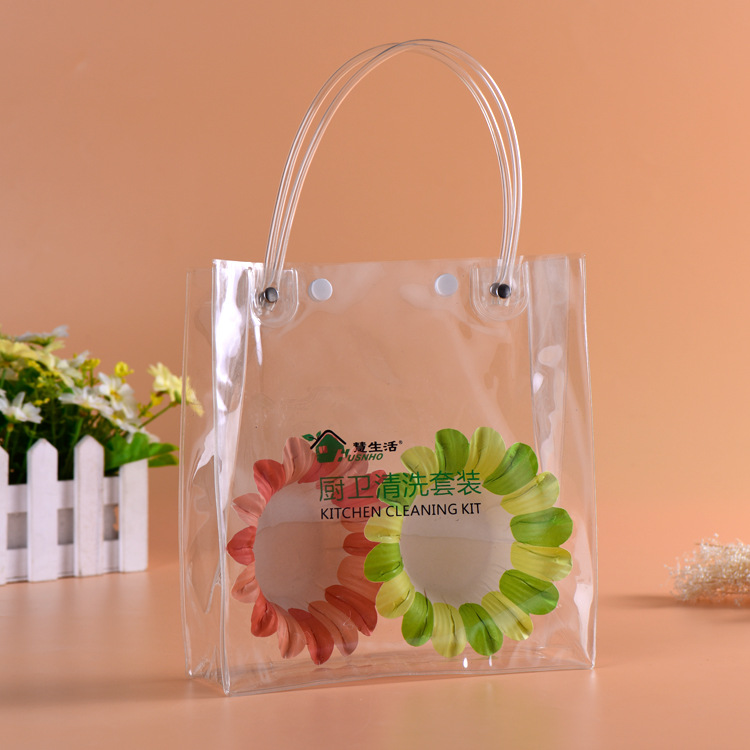 定做透明pvc袋环保手提pvc塑料礼品袋防水印刷pvc按扣手提袋