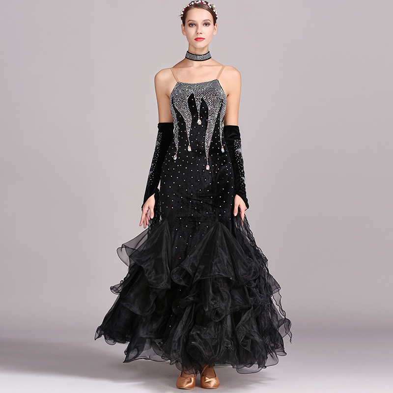 black ballroom dresses Black Ballroom Dress Standard Dress Smooth Dress B0078