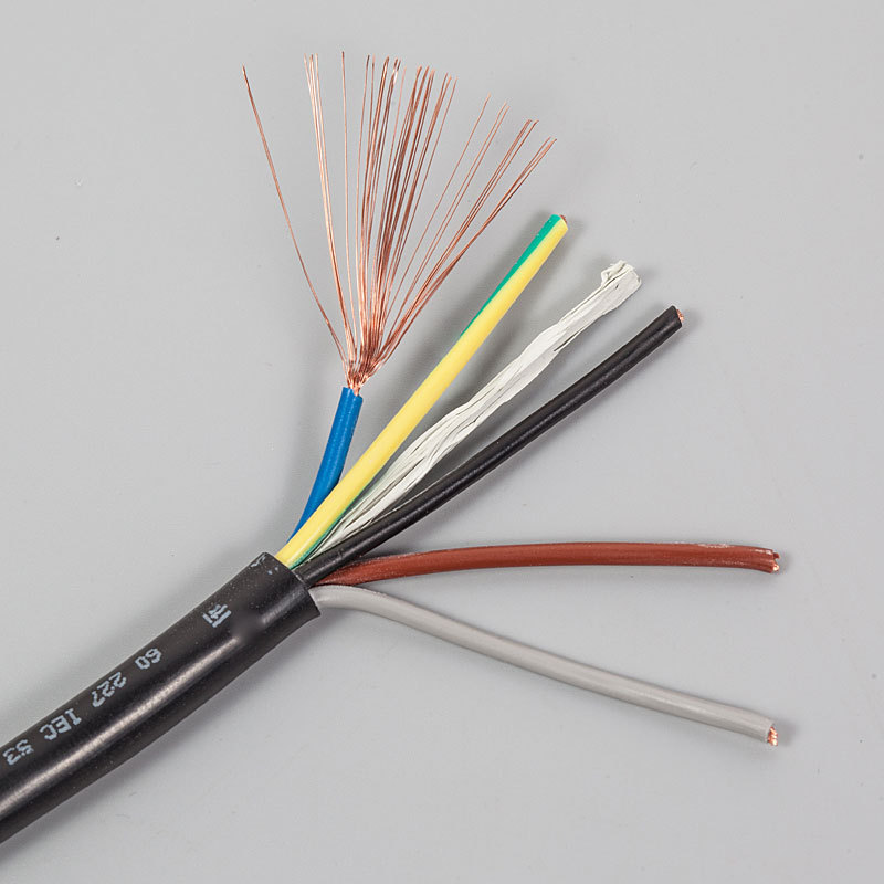 电气设备5芯1.5平方电源线黄绿RVV5*1.5护套线无氧铜照明监控国标