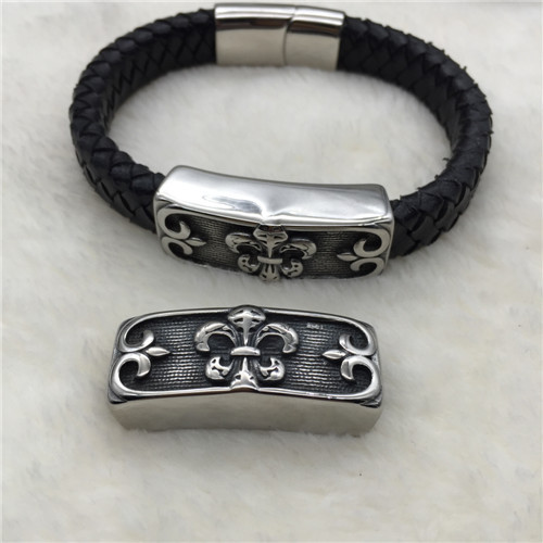 Black woven bracelet stainless steel