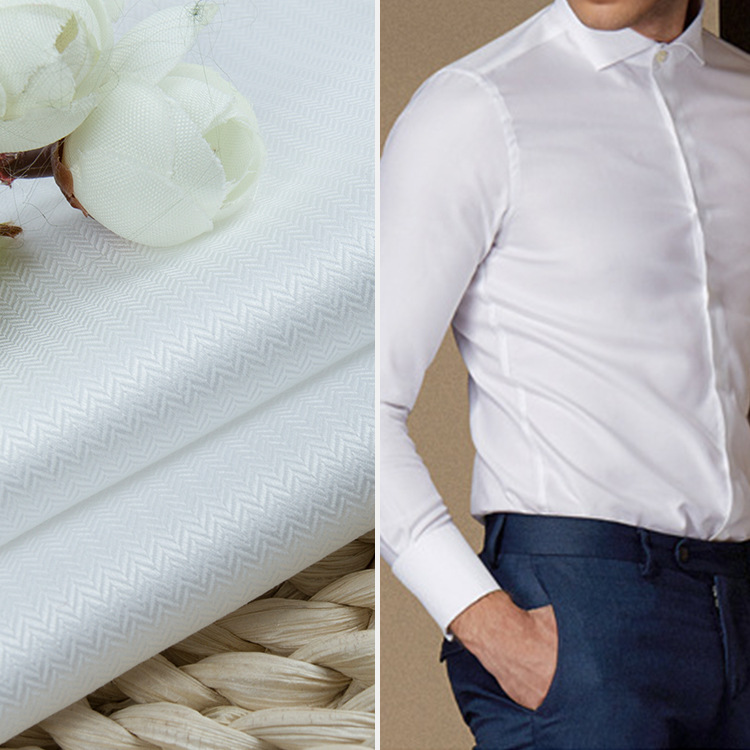 现货全棉100/2人字斜白色液氨免烫衬衫面料 商务男女职业装布料