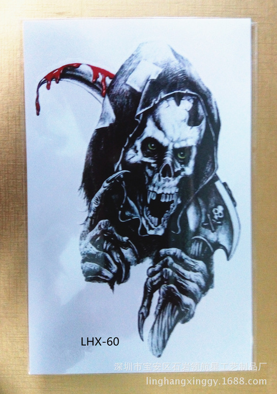 Environmental protection large waterproof flower arm tattoo stick blood skull body painting simulation Tattoo Factory wholesale direct sales