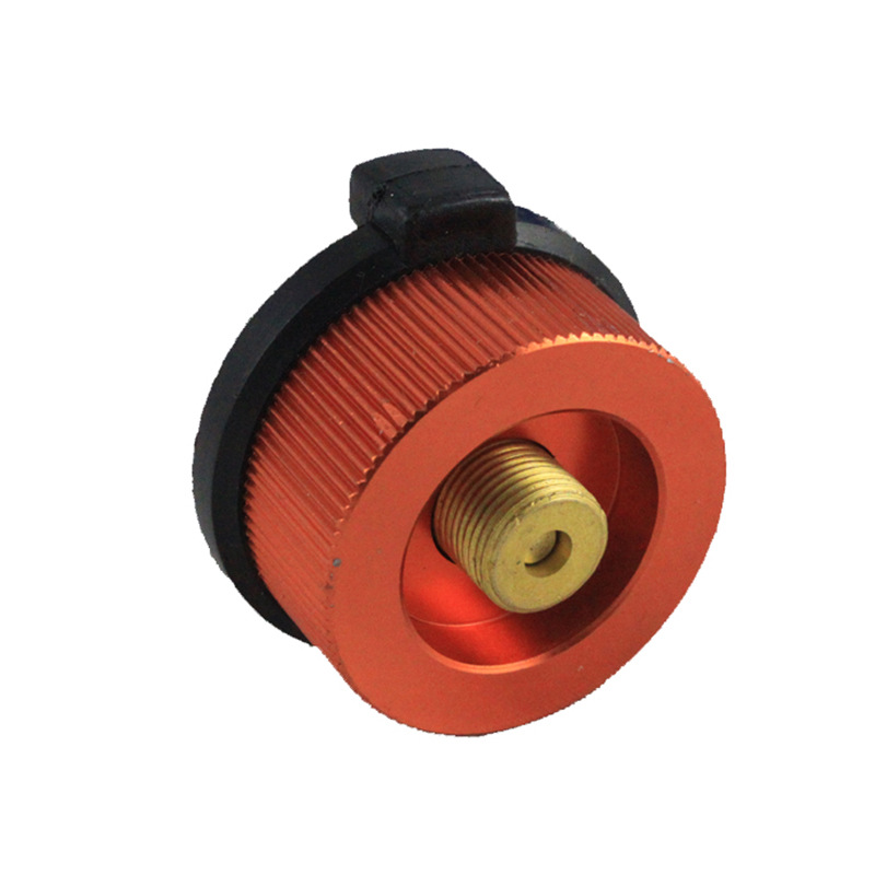 户外野营炉头转换器铜质转换头带自闭功能圆长气罐转接头一件代发