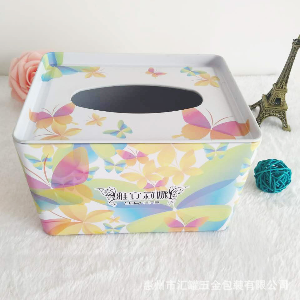 厂家定制清新家用抽纸盒纸巾盒马口铁客厅餐巾盒整理收纳盒