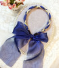 Shiffon headband with bow with pigtail from pearl, Korean style, floral print, diamond encrusted