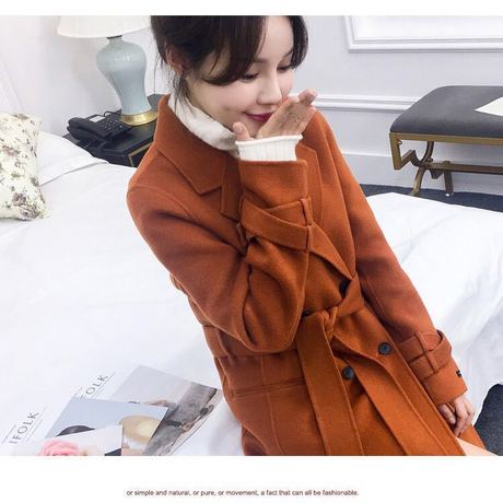 2017年韓國東大門新款雙面手縫羊絨大衣修身顯瘦風衣款式腰帶雙排工廠,批發,進口,代購