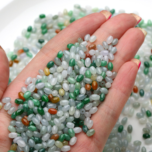 Jade Craftsmanship Accessories, Jadeite and Jadeite Tri-color Millet Beads Scatter Beads Wholesale DIY Accessories Matching Beads Jade Beads Wholesale
