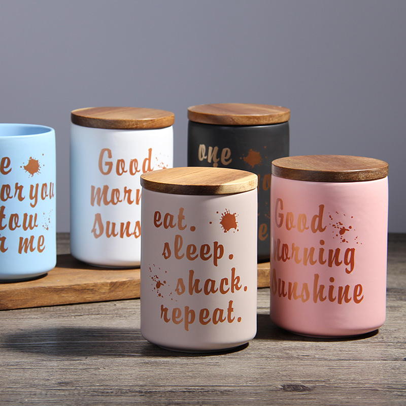 Nórdico cerámica sellada tarro de almacenamiento cocina caramelo té tarro con tapa ins decoraciones para el hogar al por mayor