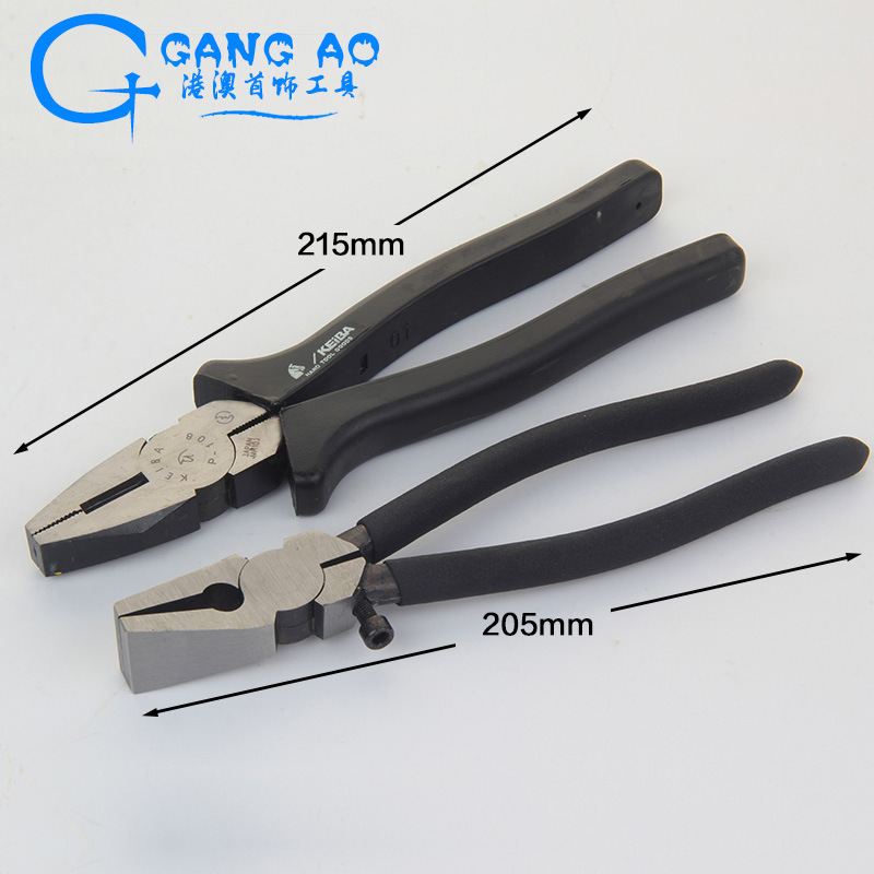 平嘴拔丝钳拉丝钳 拉丝用拉线板 老虎钳 黑柄钢丝钳子 维修工具
