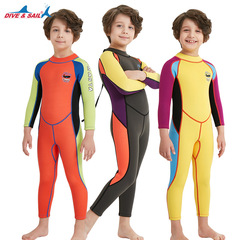 New wholesale 2.5MM children's wetsuit one-piece long-sleeved swimsuit warm sun protection snorkeling hot spring surfing suit