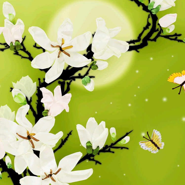 Oujin nianhua cinta bordado fábrica directa color impresión colgante pintura noche Magnolia sala de estar entrada pintura decorativa