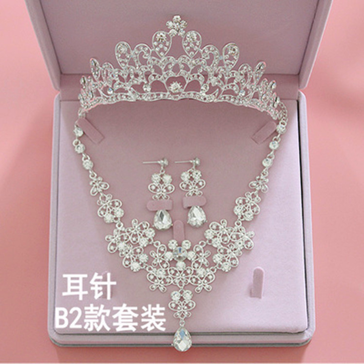 Cruz-frontera nuevo collar de novia tocado de tres piezas conjunto de accesorios de la boda de la Corona caja de la boda tocado de la joyería al por mayor