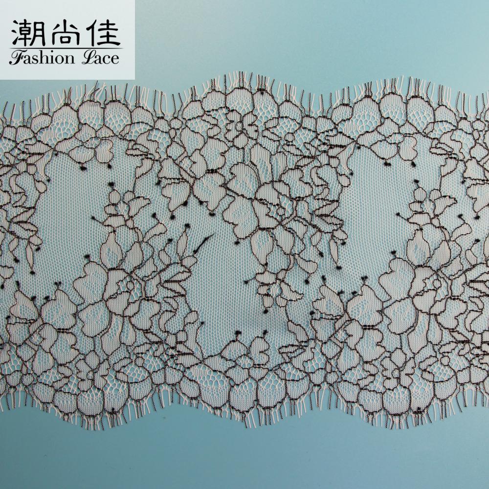16cm黑纱睫毛花边  拼色睫毛蕾丝花边 黑白蕾丝花边女装服饰辅料
