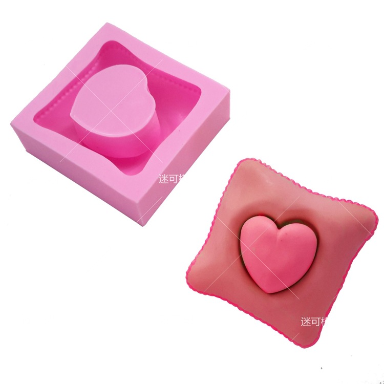 Molde de silicona en forma de corazón almohada molde de pastel de fondant jabón molde de jabón DIY hecho a mano herramienta para hornear fondant