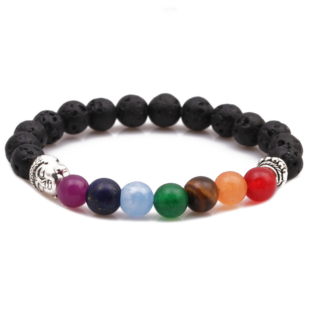 8mm volcanic stone palm eye bracelet beaded colorful chakra energy colorful agate bracelet