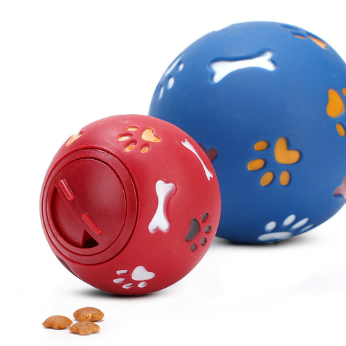 Pet toys chew dog toys non-toxic and odorless paw print bone leakage food balls for medium and large dogs wholesale