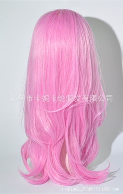 Nueva peluca rosa larga de moda