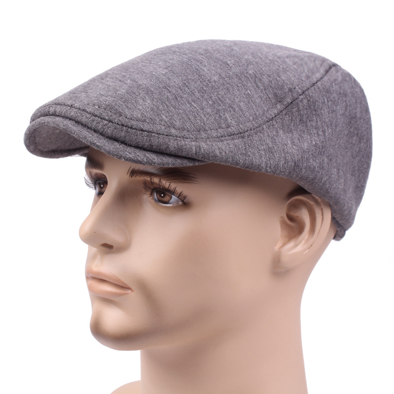 Men's Retro Solid Color Flat Eaves Beret Hat display picture 3