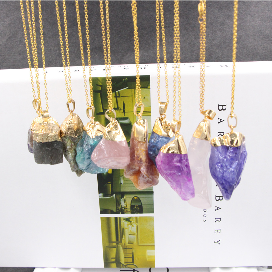 cable chain Chain Type Ethnic Style Geometric Copper Inlay Natural Stone Pendant Necklace