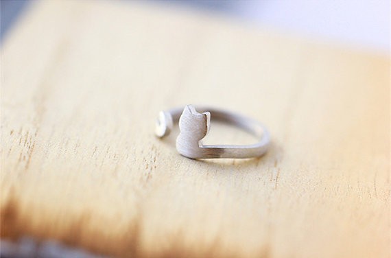 Hot Animal Cat Ring Alloy Electroplated Gold Silver Rose Color Protection Kitten Ring Wholesale display picture 22