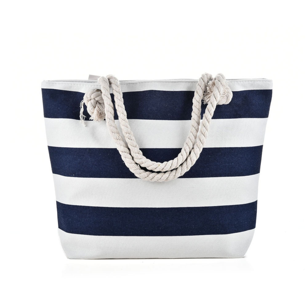 Women's Large Canvas Stripe Basic Square Zipper Canvas Bag display picture 7