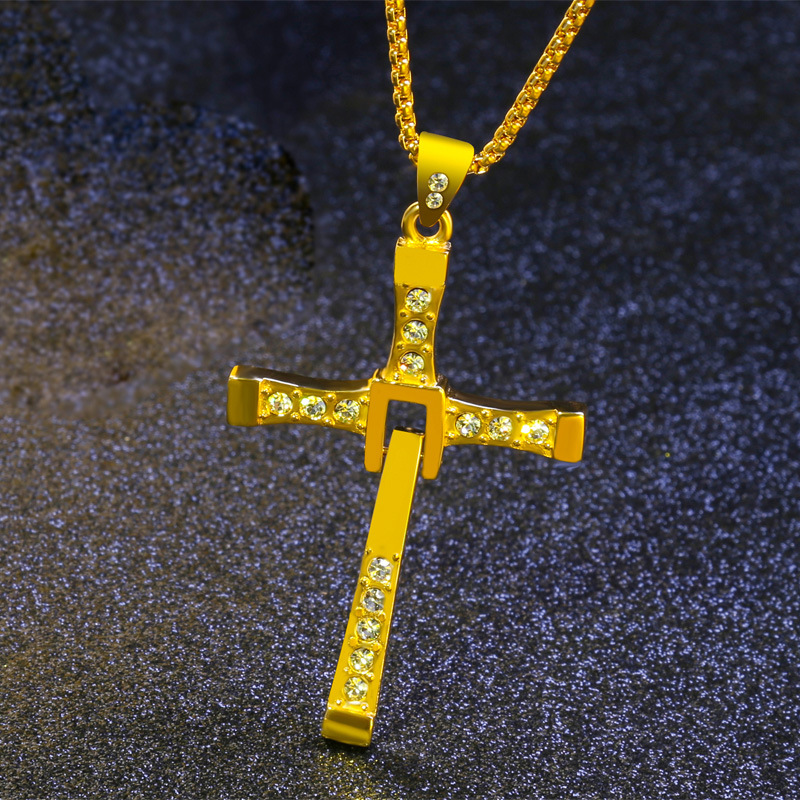 304 Stainless Steel 18K Gold Plated Fashion Diamond Cross Zircon display picture 7