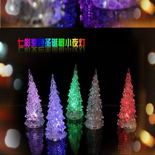 Acrylic Christmas tree, children's luminous toys, LED colorful crystal flashing night light, Christmas gifts hot sale